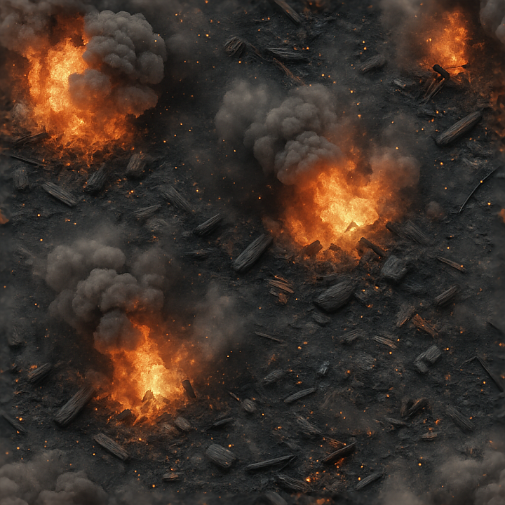 Of Fireball With Smoke Plume And Debris Cloud Effects seamless PBR texture preview