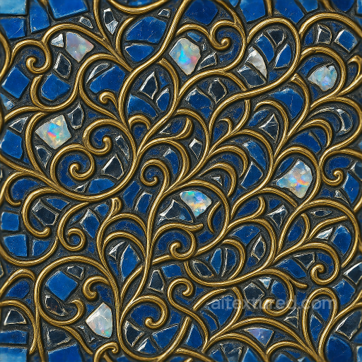Smalti Glass Mosaic With Opal Fragments And Metallic Accents seamless Mosaic PBR texture