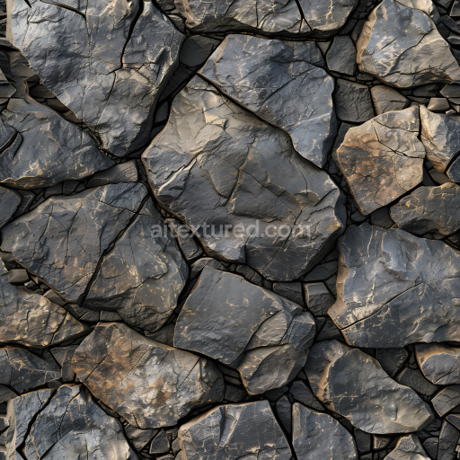 Seamless 3D PBR Texture of Weathered Rocky Ground with Cracks and Earthy Hues