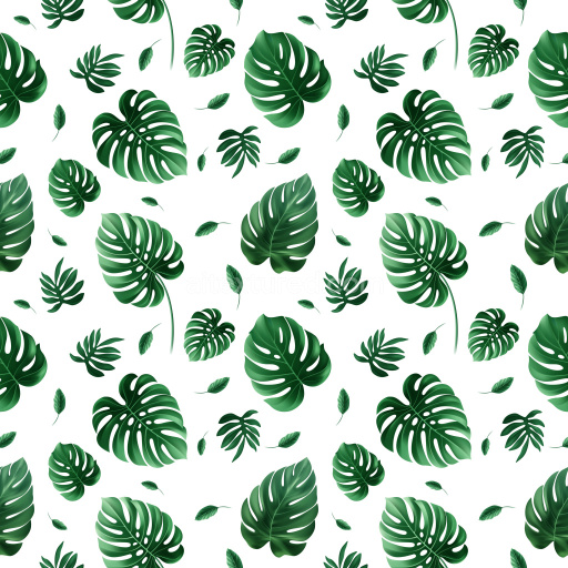 Pattern Bundle - Seamless 3D PBR Pattern Texture Featuring Tropical Green Leaves Motifs on White Background texture preview