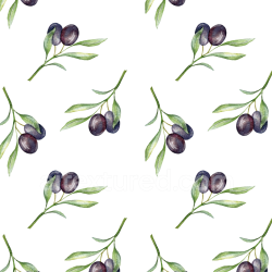 seamless Seamless 3D PBR Texture Featuring Watercolor Olive Branches on White texture 8k free download PBR