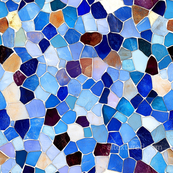 Mosaic PBR Texture with Irregular Blue Broken Ceramic Tiles Mosaic texture preview