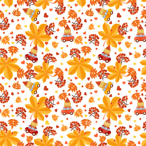 with Vibrant Autumn Leaves and Playful Car Motifs seamless Autumn Leaves  PBR texture