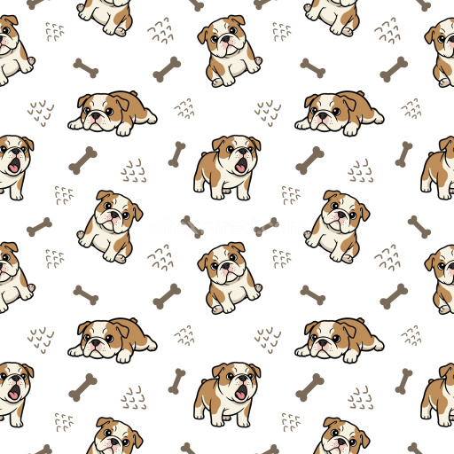 Pattern Bundle - Seamless 3D Pattern PBR Texture Featuring Playful Cartoon Bulldog Motifs texture preview