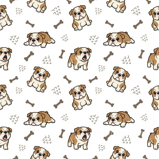 Pattern PBR Texture Featuring Playful Cartoon Bulldog Motifs seamless Pattern Bundle PBR texture