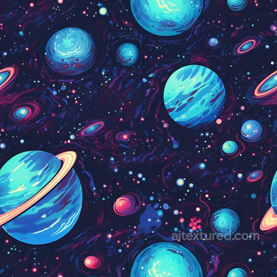 Space PBR Texture Featuring Colorful Planets and Cosmic Clouds Star, space, planets texture preview