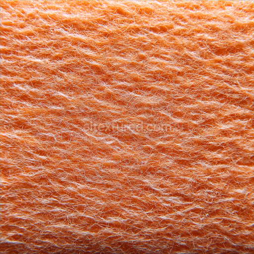 Seamless 3D Felt PBR Texture Featuring Dense Orange Fibers with Fine White Hairs