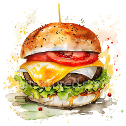 seamless Breakfast Burger Illustration Featuring Egg, Lettuce, Tomato, and Cheese texture 8k free download PBR