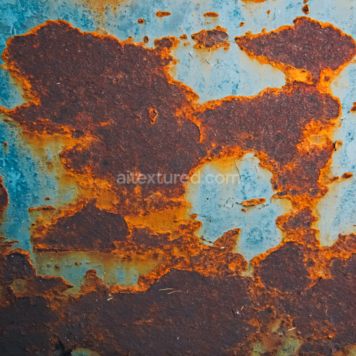Seamless 3D PBR Rusty Metal Texture Featuring Cracked and Pitted Surface with Orange Oxidation