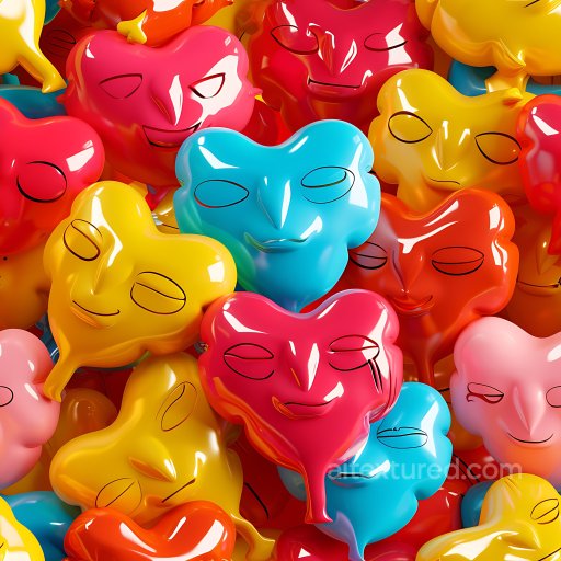 Inflated Glossy Toy Faces Texture in Bright Colors seamless Inflated PBR texture