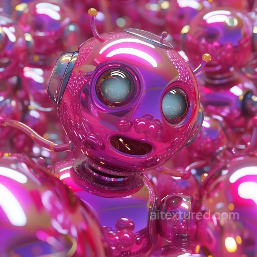 Inflated Glossy Pink Vinyl PBR Texture with Bubble-Like Surface seamless Inflated PBR texture