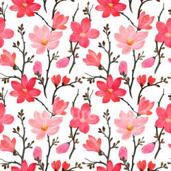 seamless Seamless 3D PBR Texture Featuring Pink Watercolor Flower Pattern with Branches texture 8k free download PBR