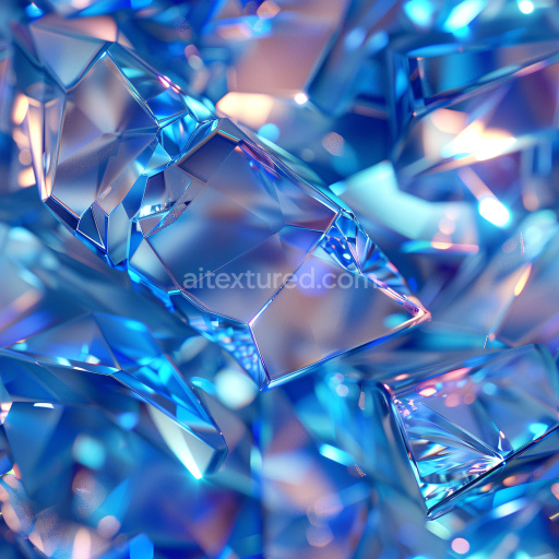 Seamless 3D PBR Texture Featuring Glossy Transparent Faceted Crystal Pattern
