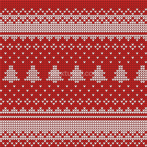Seamless 3D PBR Texture of Red & White Christmas Knitted Fabric with Tree Pattern