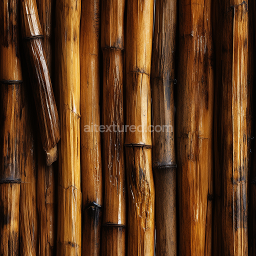 Seamless 3D PBR Texture of Glossy Polished Bamboo Culms with Natural Grain