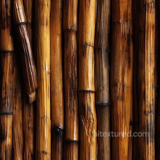 Glossy Polished Bamboo Culms Seamless Texture with Natural Grain seamless Bamboo PBR texture