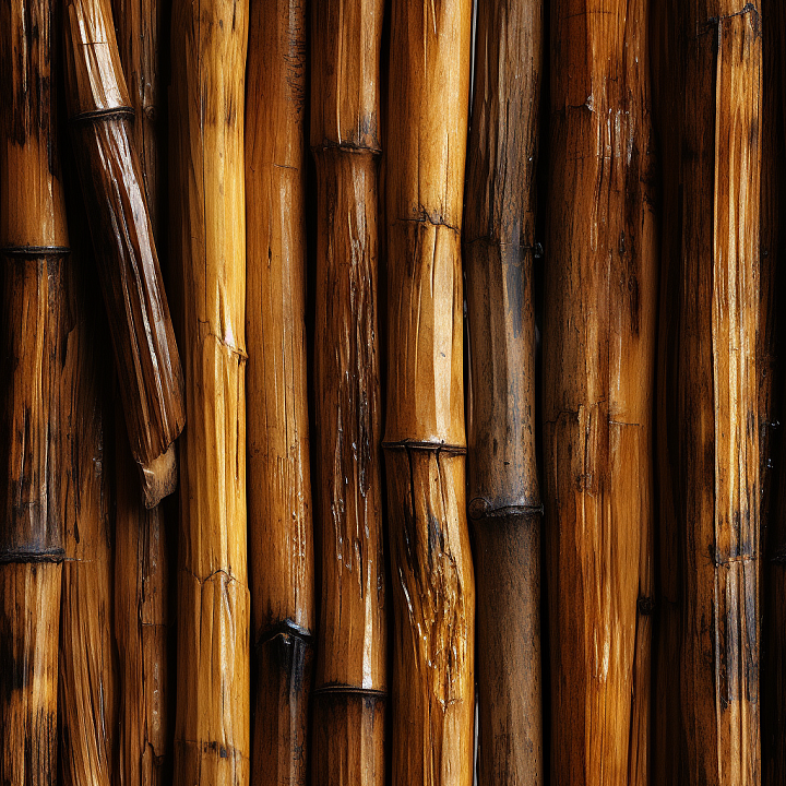 Glossy Polished Bamboo Culms with Natural Grain seamless PBR texture preview