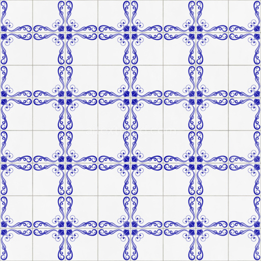 Tile Seamless Pbr Texture Blue Pattern Decorative Ceramic Design Interior