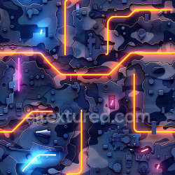 seamless Seamless 3D Urban Camouflage PBR Texture with Neon Circuit Pattern texture 8k free download PBR