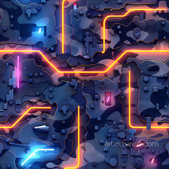 Urban Camouflage PBR Texture with Neon Circuit Pattern Color Camouflage texture preview