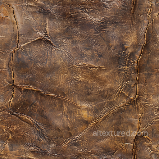Aged Cracked Brown Leather Seamless Texture with Deep Wrinkles seamless Leather PBR texture