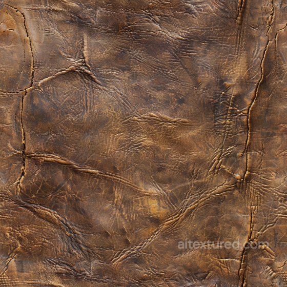 Aged Cracked Brown Leather Seamless Texture with Deep Wrinkles Leather texture preview