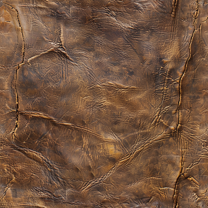 Aged Cracked Brown Leather with Deep Wrinkles seamless PBR texture preview