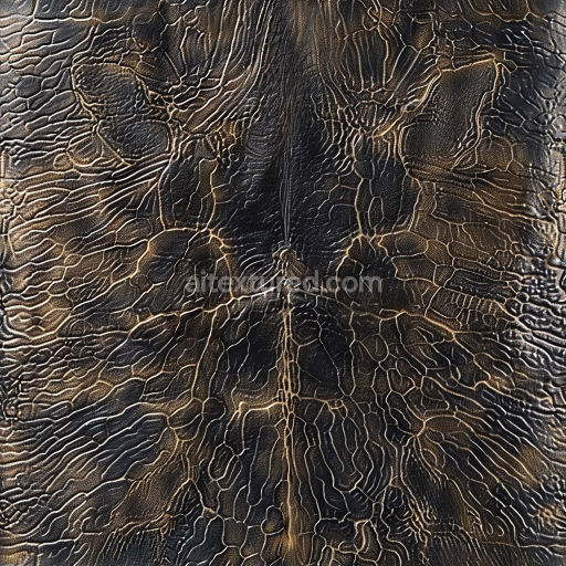 Seamless 3D PBR cracked black and brown leather texture with aged distressed grain