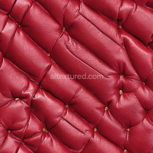 Seamless 3D Quilted Red Leather PBR Texture with Button-Tufted Cushions