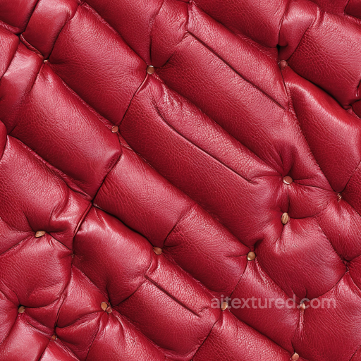 Quilted Red Leather PBR Texture with Button-Tufted Cushions seamless Leather PBR texture