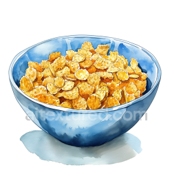 seamless Breakfast Bowl of Wheat Bran Cereal with Blue Ceramic Container Illustration texture 8k free download PBR