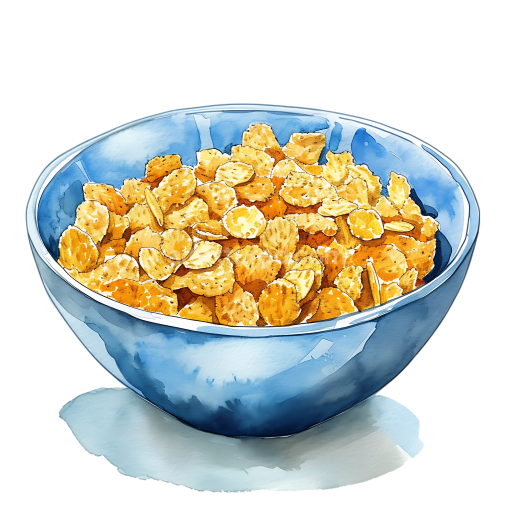 Preview — Breakfast Bowl of Wheat Bran Cereal with Blue Ceramic Container Illustration