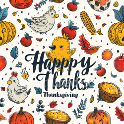 seamless Seamless 3D PBR Texture of Colorful Thanksgiving Cartoon Pattern texture 8k free download PBR