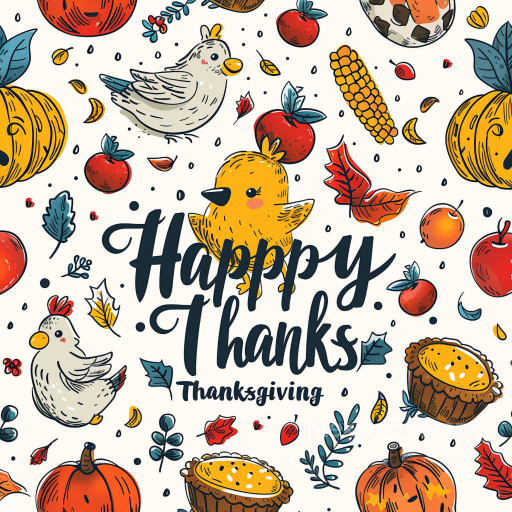 Colorful Thanksgiving Cartoon Pattern Seamless Texture seamless Thanksgiving PBR texture