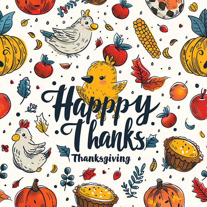 Colorful Thanksgiving Cartoon Pattern seamless PBR texture preview