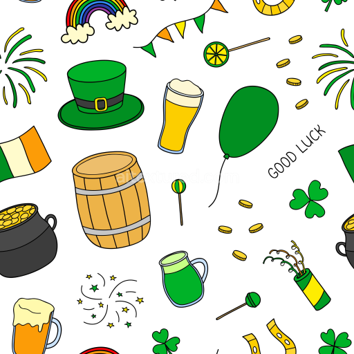 Seamless 4K PBR St Patrick Digital Paper Texture with Festive Cartoon Elements
