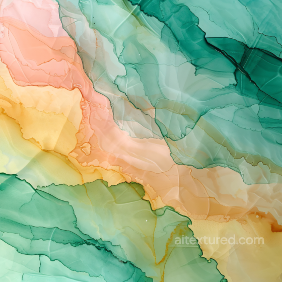 Alcohol Ink PBR Texture Featuring Soft Peach and Green Fluid Flow with Delicate Veins Alcohol ink texture preview