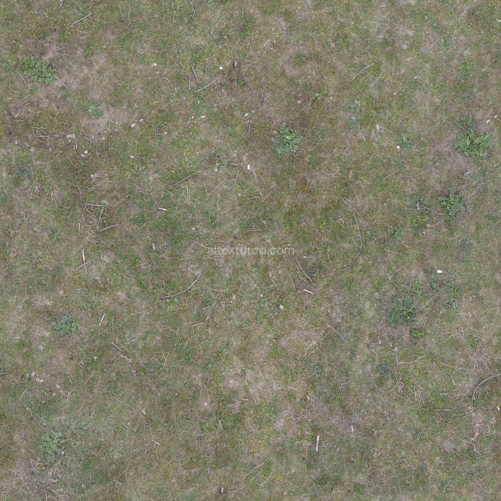 Seamless PBR ground texture with grass and dirt