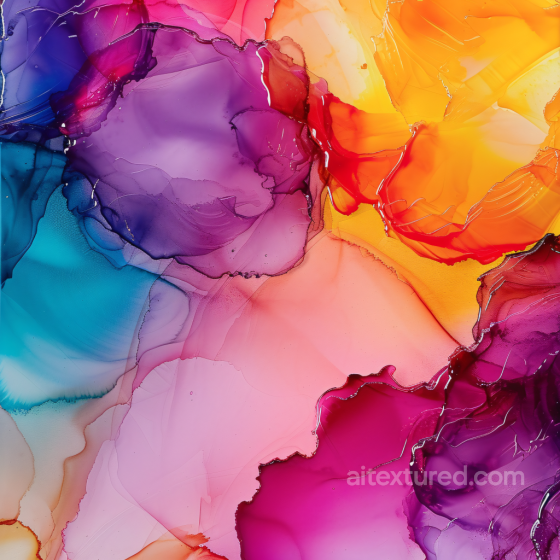 Alcohol Ink PBR Texture with Vibrant Purple, Red, and Orange Fluid Waves Alcohol ink texture preview