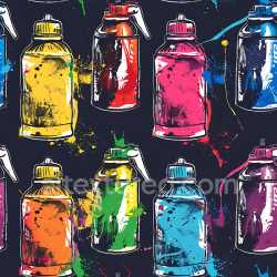 seamless Seamless 3D PBR Texture of Colorful Graffiti Spray Paint Bottles with Splattered Paint texture 8k free download PBR