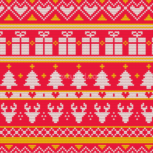 Seamless 3D PBR Knitted Christmas Pattern Texture with Reindeer & Gifts