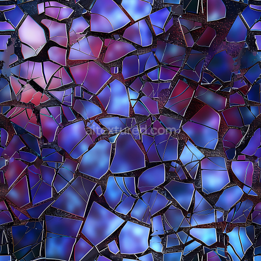 Seamless 3D PBR Texture of Cracked Blue Glass Shards with Jagged Edges