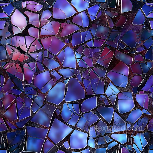 Cracked & Holes Texture of Cracked Blue Glass Shards with Jagged Edges seamless Cracked & Holes PBR texture