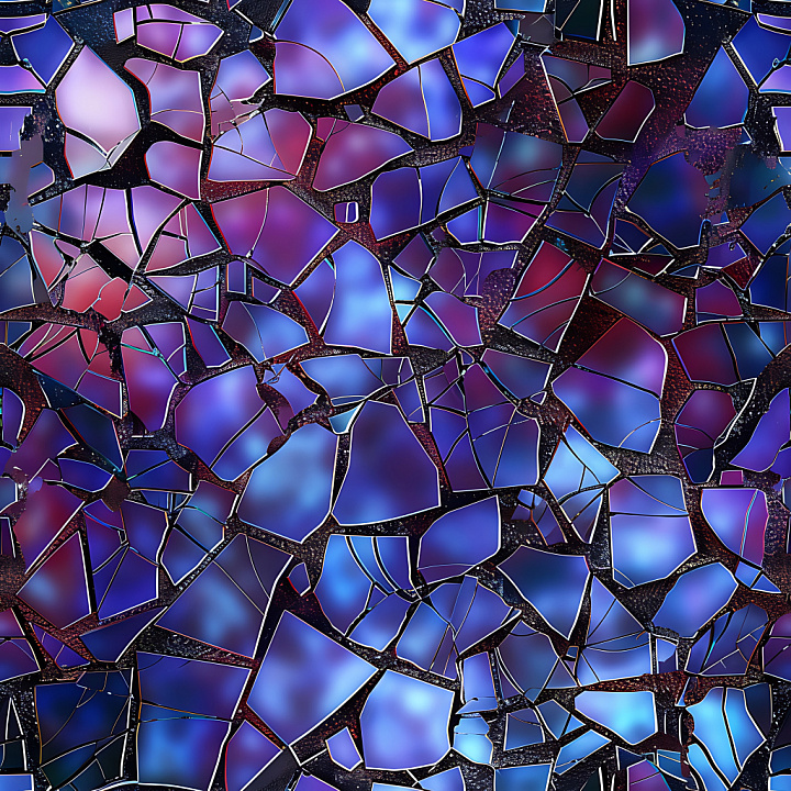 Cracked & Holes of Cracked Blue Glass Shards with Jagged Edges seamless PBR texture preview