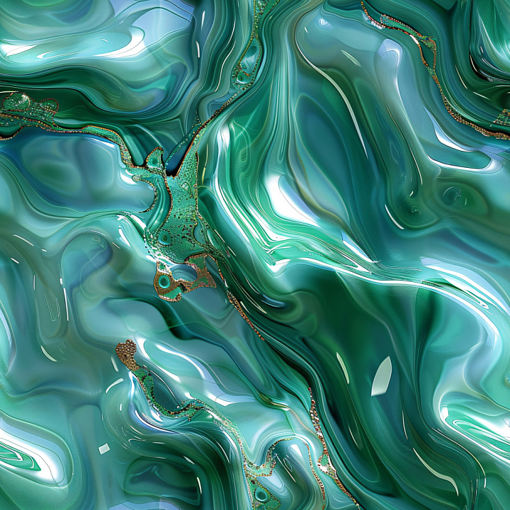 with Glossy Swirling Green and Blue Abstract Patterns seamless PBR texture preview