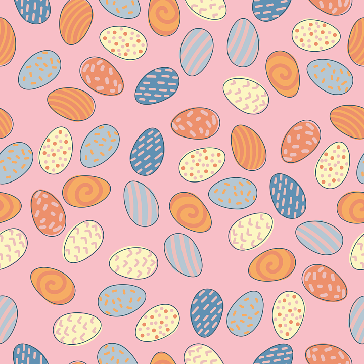 All Christmas Digital paper of Colorful Easter Eggs on Pink Background seamless PBR texture preview