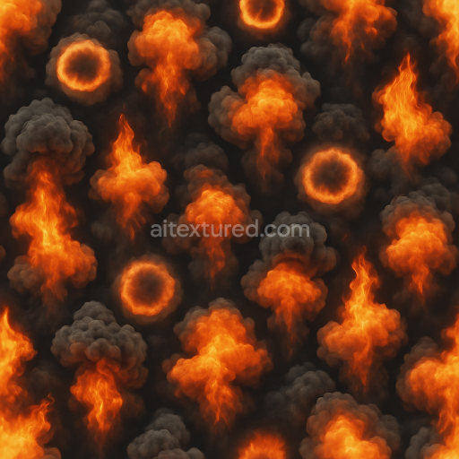 Seamless 3d texture of flash smoke and fire plume from sudden explosion in crisp 8k pbr quality