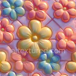 seamless Seamless 3D Inflated Floral PBR Texture in Pastel Vinyl Panels texture 8k free download PBR