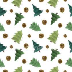 Pattern Bundle - Seamless 3D Pattern PBR Texture with Watercolor Christmas Trees and Pinecones texture preview