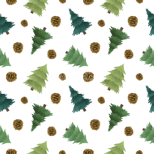 Pattern Bundle - Seamless 3D Pattern PBR Texture with Watercolor Christmas Trees and Pinecones texture preview